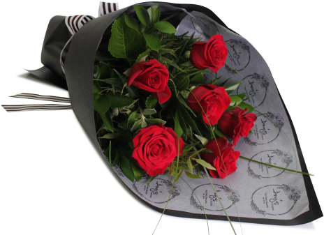 6 Stem Red Rose Bouquet - Flower Bouquet (480x343), Png Download
