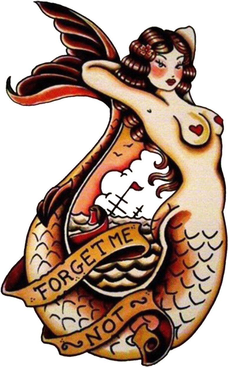 Sailor Jerry Tattoo, Forget Me Not Mermaid, Vulture - Sailor Jerry Tattoos (950x1280), Png Download