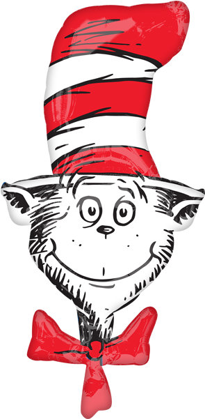 Seuss Cat In The Hat 42" Supershape Foil Balloon - Dr Seuss Birthday Party Balloon Decoration Kit (600x600), Png Download