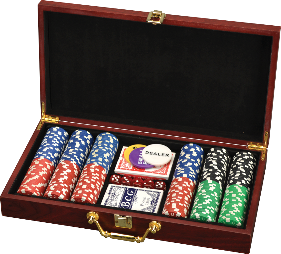 300 Chip Poker Set In Rosewood Box (897x812), Png Download