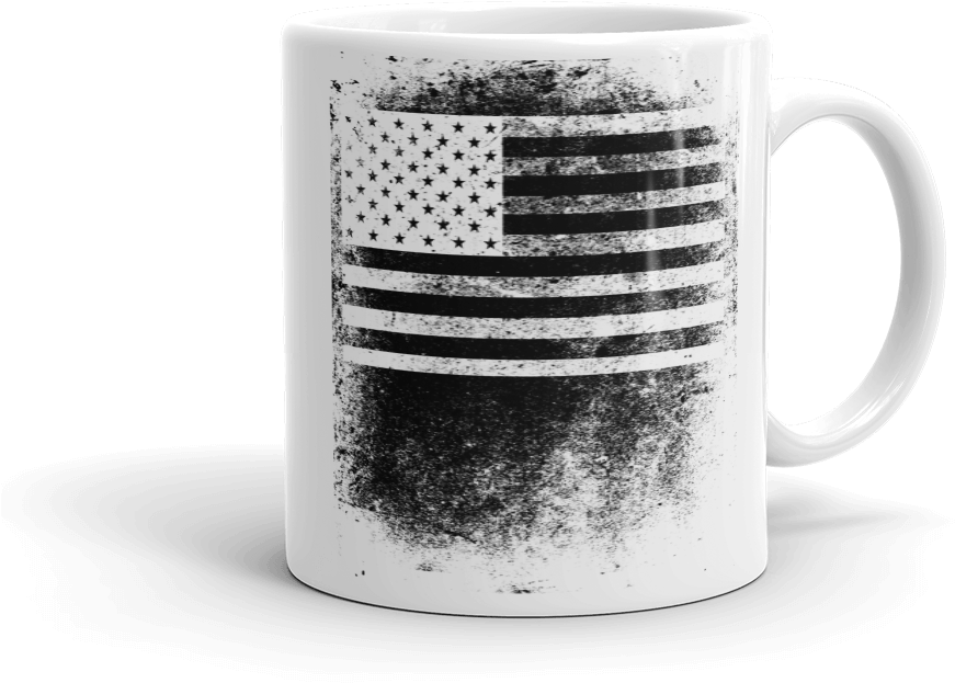 Coffee Mug With Black And White American Flag Image - United States Of America (1000x1000), Png Download