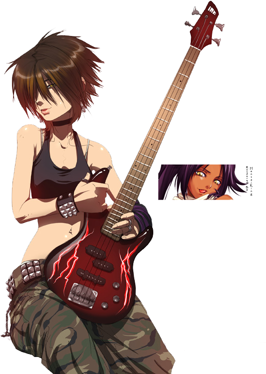 Anime Emo Girl - Anime Rock Girl With Guitar (600x776), Png Download
