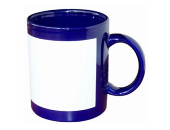 Blank Blue Printable Mug / - White Patch Blue Mug (456x268), Png Download