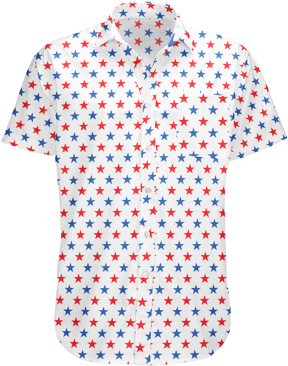 Red White And Blue Stars - White Shirt With Blue Polka Dots (600x600), Png Download