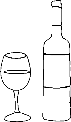 Wine Bottle And Glass Coloring Page - Botella De Alcohol Dibujada (600x470), Png Download