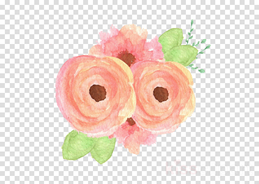 Peach Flowers Illustrations Png Clipart Garden Roses - Gold Heart Transparent Background (900x640), Png Download