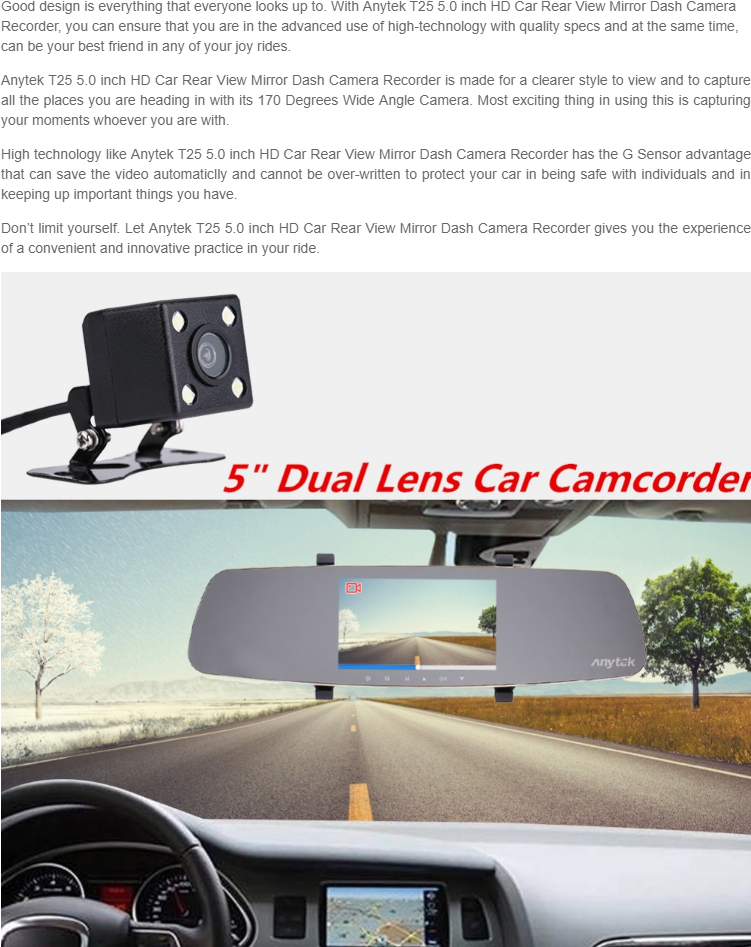 Anytek T25 1080p Car Camera Video Recorder Dual Lens - Neufu F8c 1080p Hd 4.3" Dual Lens Voiture Dvr Embarquée (750x1000), Png Download