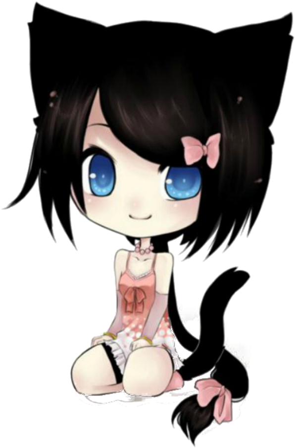 Chibi Anime Girl Kitten (1024x1024), Png Download
