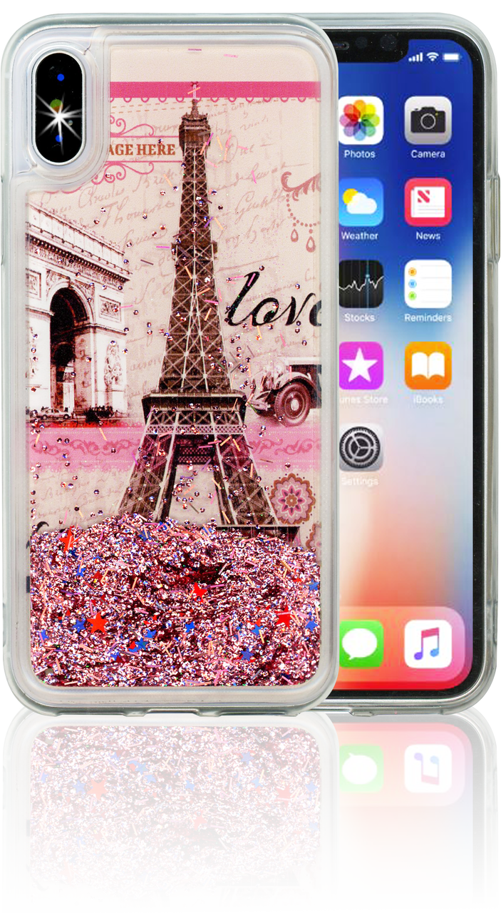 Iphone X Mm Water Glitter Paris - Samsung Galaxy J7 (2015) - Paris Eiffel Tower Anti-shock (703x1280), Png Download