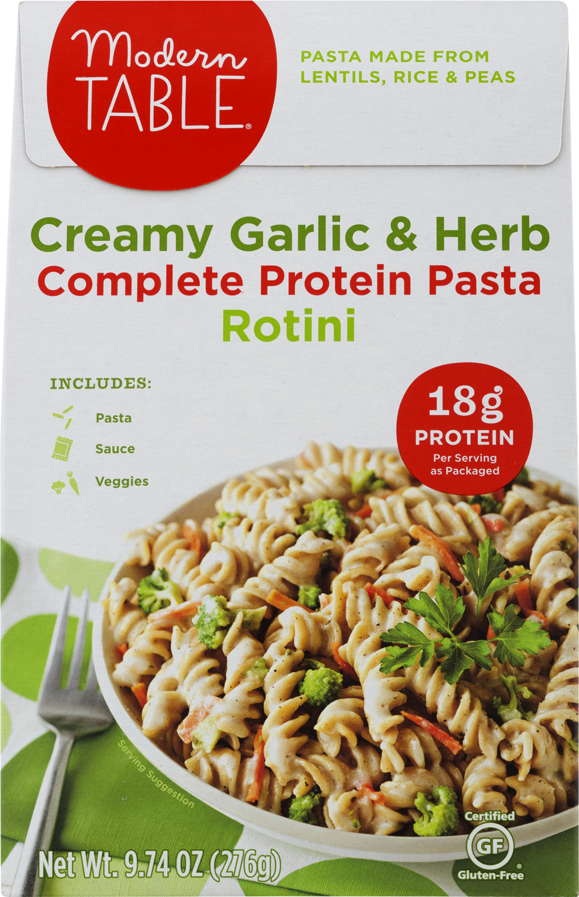 Modern Table Creamy Garlic And Herb Lentil Pasta Meal (1800x1800), Png Download