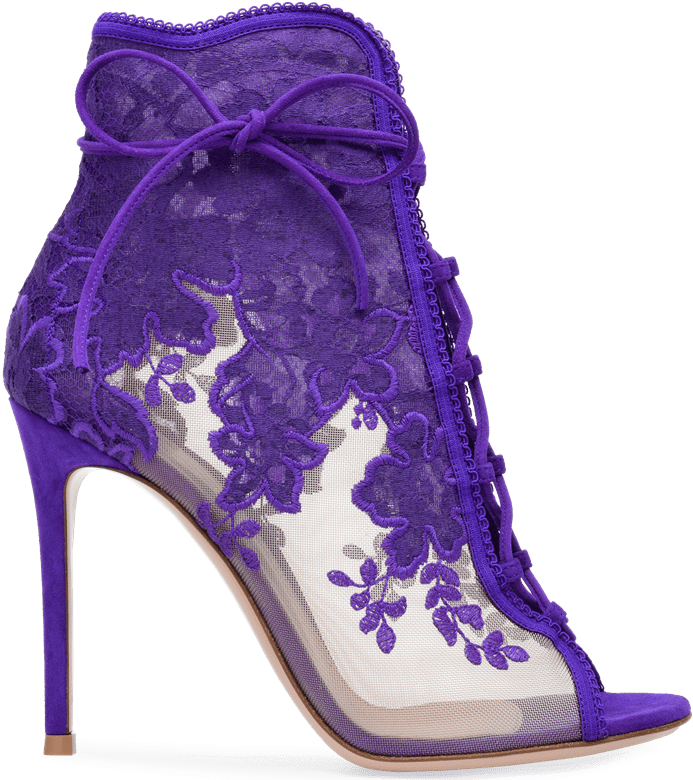 Protagonist Handcrafted In Purple Suede Embroidered - Shoe (700x779), Png Download
