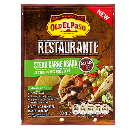 Beef Carne Asada - Old El Paso Restaurante Steak Carne Asada Taco Kit (800x450), Png Download