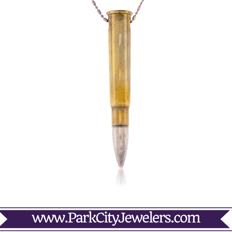 Silver Tipped Bullet Necklace - Elk Ivory Engagement Rings (800x800), Png Download