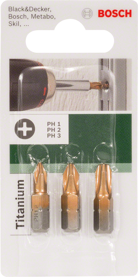 Bosch 2609255965 25mm Drill Bit Ph1/ Ph2/ Ph3 Titanium (450x900), Png Download