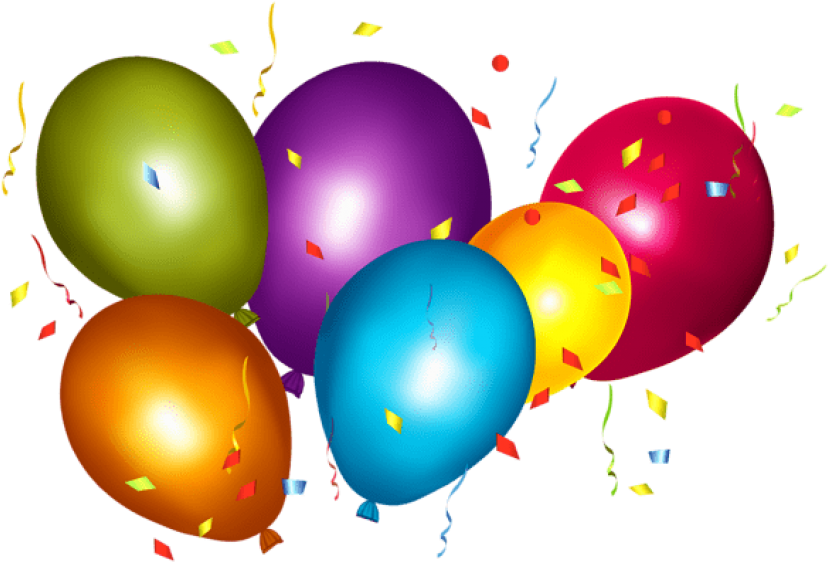 Transparent Colorful Balloons With Confetti Clipar - Colorful Balloons Transparent Background (850x603), Png Download