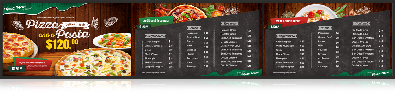 Digital Menu Video Walls - Menu (1365x319), Png Download