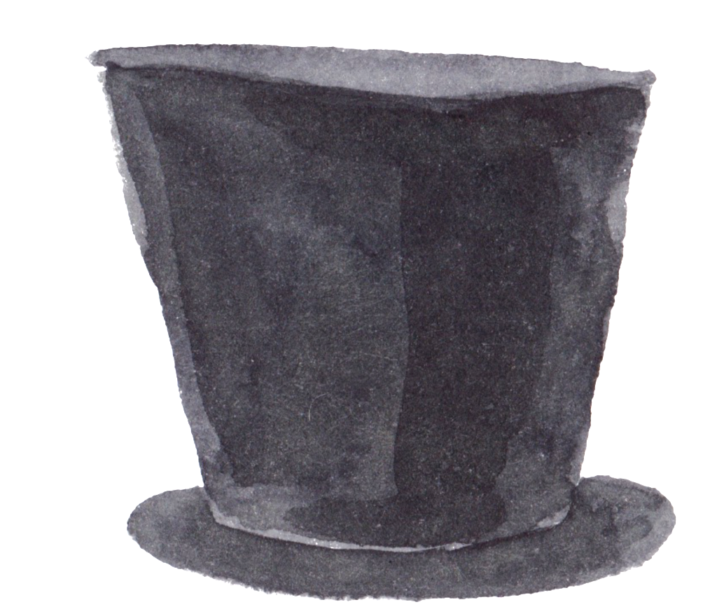 Gentleman Hat Watercolor Transparent - Hand Painted Flower Pot (1024x866), Png Download