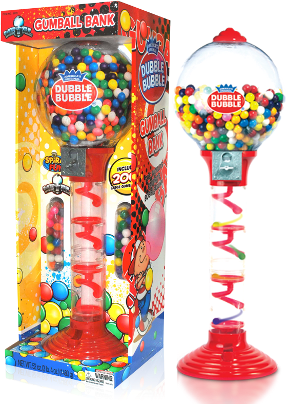 Kidz Corner - Sweet N Fun Metal Spiral Fun Gumball Bank With Gumballs (624x800), Png Download