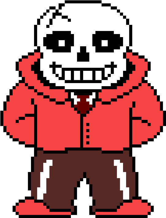 President Hardtale Sans - Draw Sans Pixel Art (541x711), Png Download