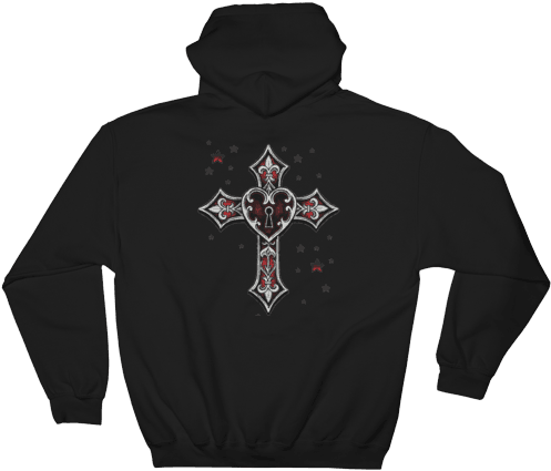 Heart Cross Jesus Men's Hoodie (600x600), Png Download