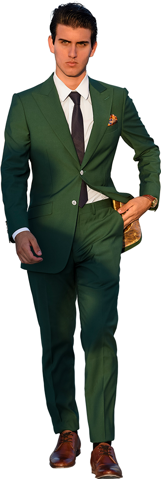 The Regal Forest Green Suit - Dark Olive Green Suit (600x1020), Png Download