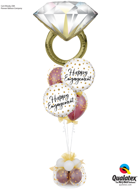 Happy Engagement Diamond Ring Bouquet - Diamond Ring Foil Balloon (494x659), Png Download