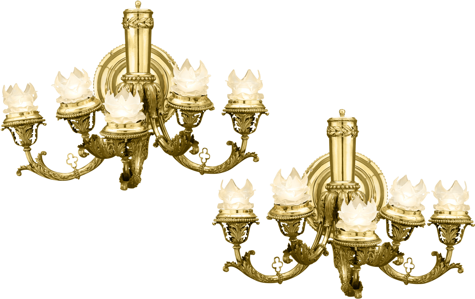 5-light Brass Wall Sconces - Sconce (1750x1400), Png Download