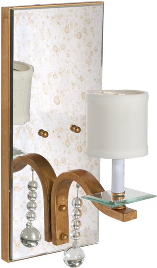 Worlds Away Bette Mirror Sconce - Worlds Away Antiqued Mirror 1-light Armed Sconce Bette (600x600), Png Download