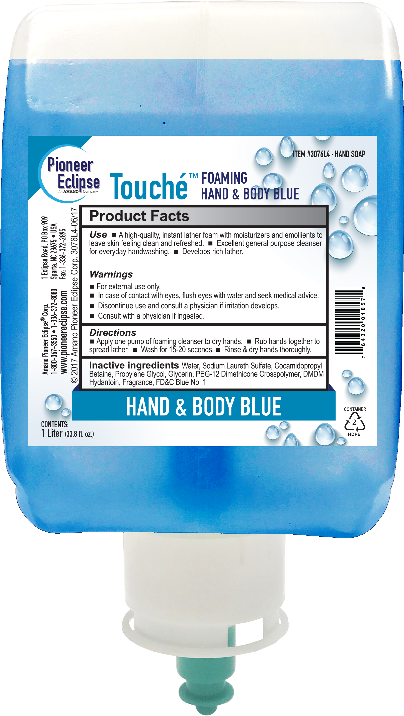 3076 Touche Foaming Hand Body Blue Media - Electrical Supply (2065x3218), Png Download