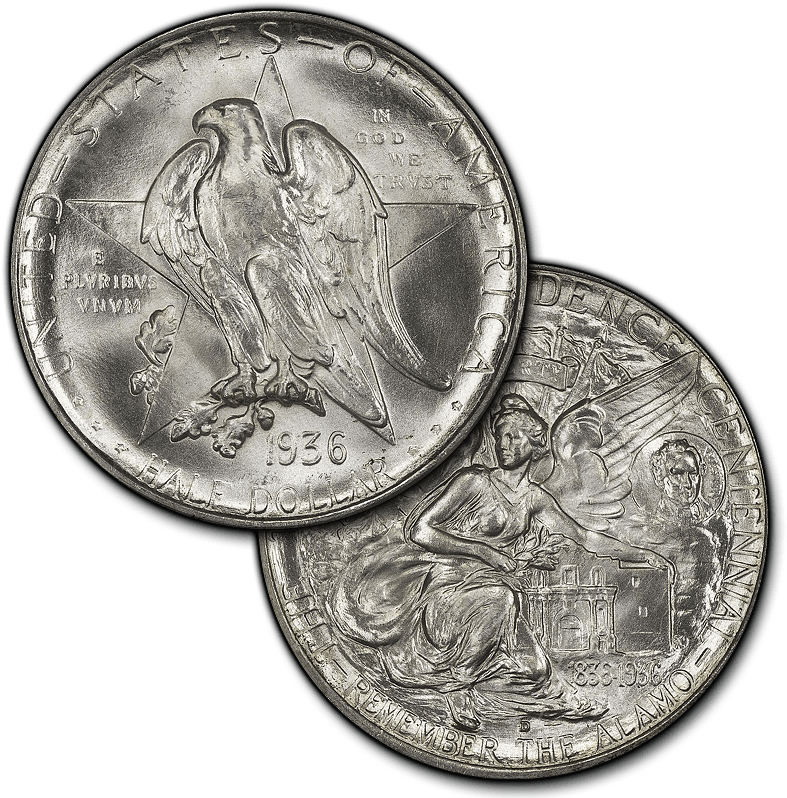 Texas Independence Silver Commemorative Half Dollar - Dime (800x800), Png Download