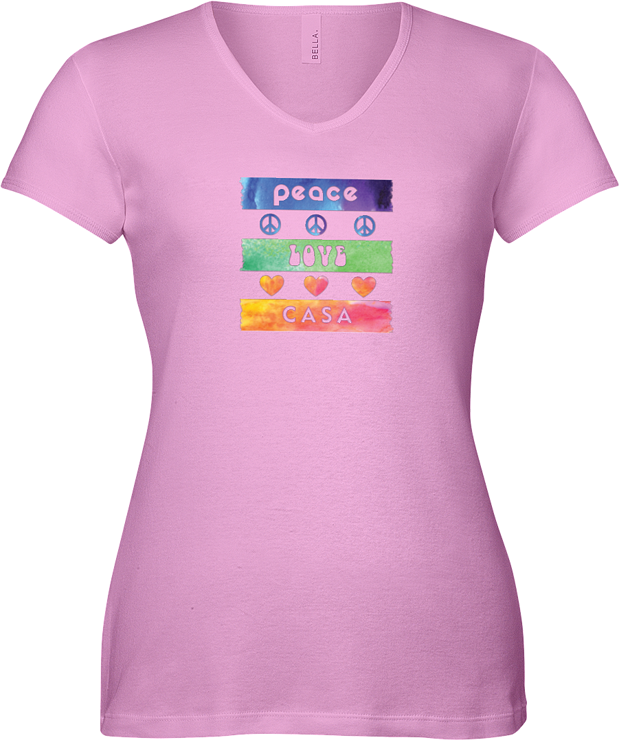 Splash Peace Love Casa Ladies V-neck Short Sleeve (900x1125), Png Download