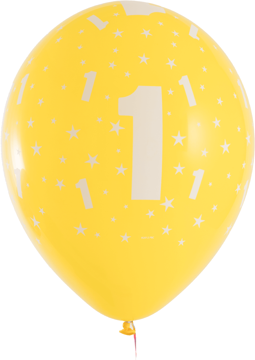 #1 Birthday Balloon Yellow - Birthday (1400x1400), Png Download