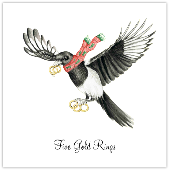 Five Gold Rings, Four Calling Birds, Three French Hens, - Gold (559x794), Png Download