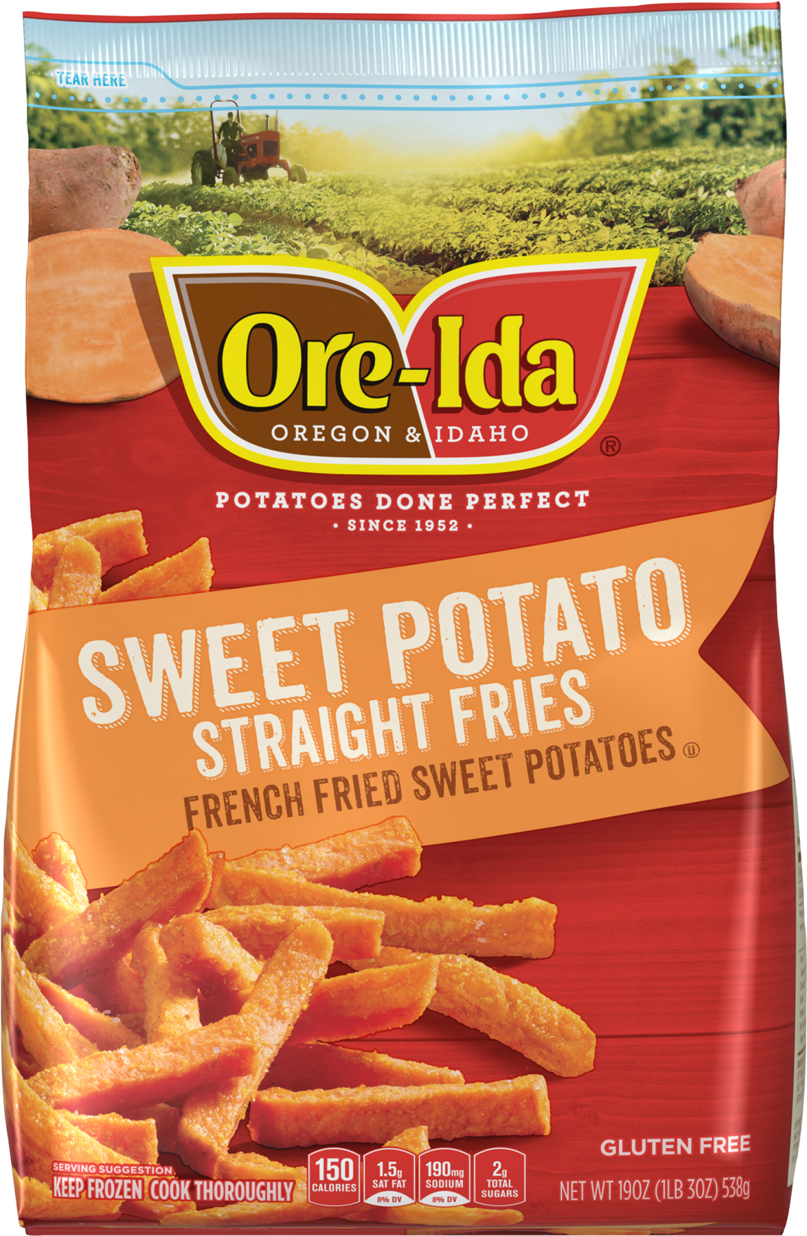 Ore-ida French Fried Sweet Potatoes Straight Fries, - Ore Ida Sweet Potatoes Straight Fries - 19 Oz Bag (1800x1800), Png Download