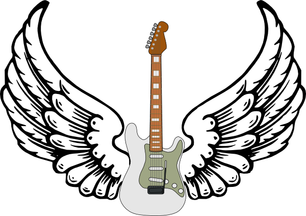 Stratocaster Guitar Clipart - Guitar With Wings Clip Art (600x423), Png Download