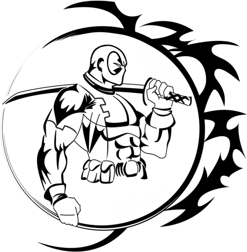 Deadpool Tattoo By Rox Clipart Royalty Free - False Deadpool Wall Decal Deadpool Vinyl Sticker Superhero (889x899), Png Download