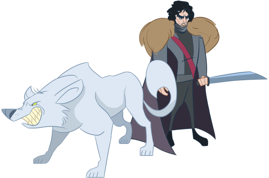 Shay Game Of Thrones Jon Snow Wolf (1000x625), Png Download