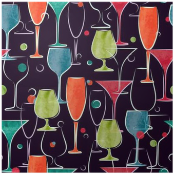 Seamless Pattern With Colorful Watercolor Cocktail - Royalty-free (400x400), Png Download