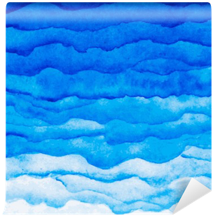 Vector Watercolor Blue Wave Background - Modshop Watercolor Waves Linen Throw Pillow (400x400), Png Download