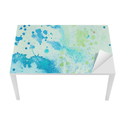 Painted Blue Watercolor Splashes Table & Desk Veneer - Watercolor Painting (400x400), Png Download