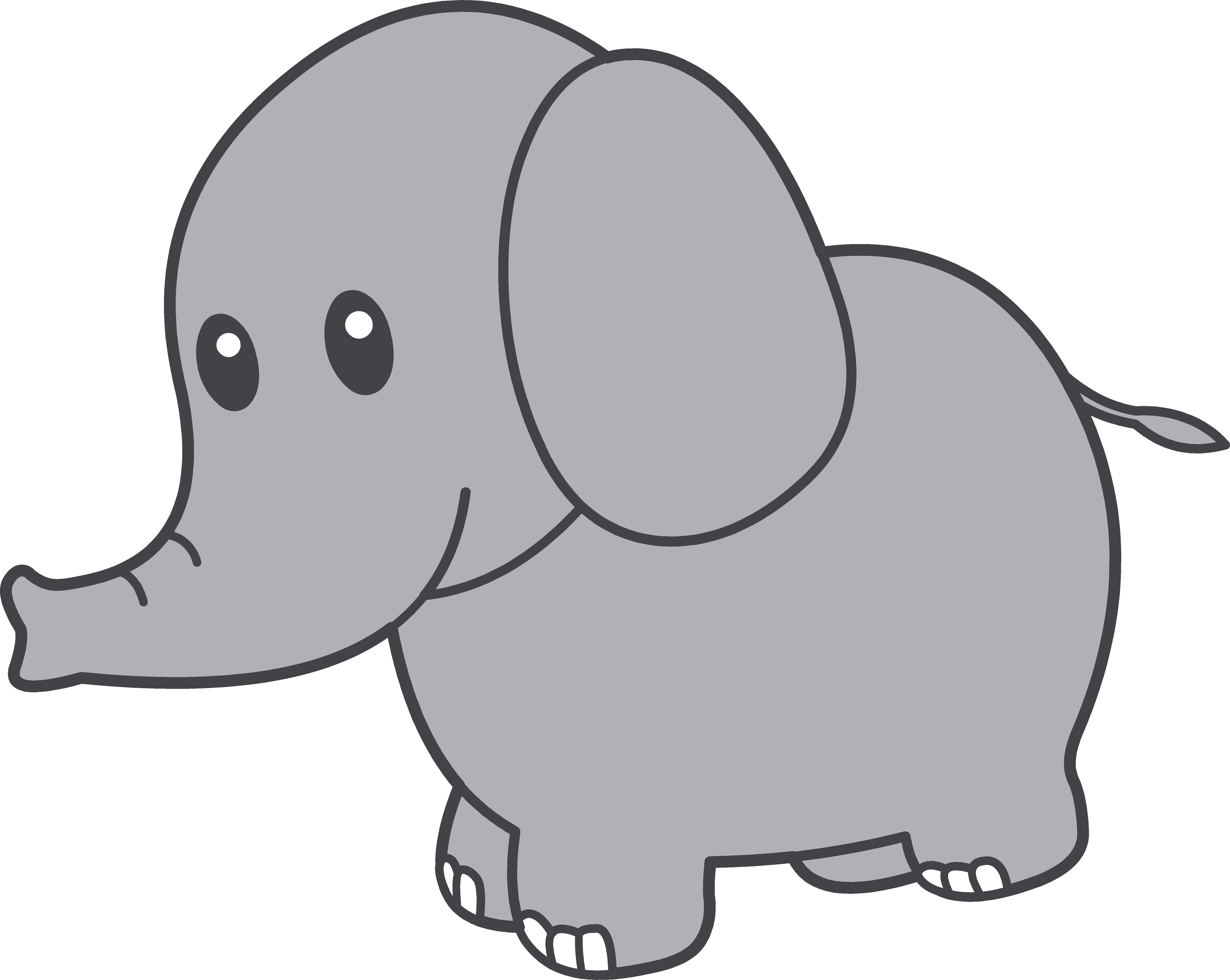 Baby Elephant Outline Clip Art - Elephant Clipart Transparent (6062x4830), Png Download