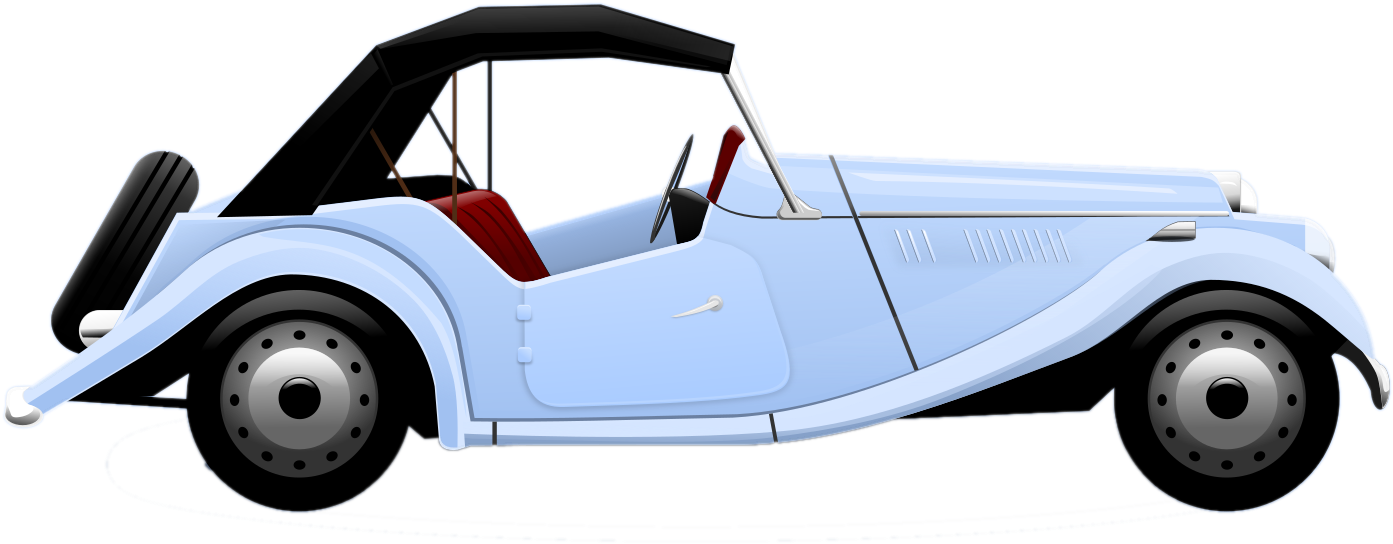 Blue Vw Bug With Surfboard Clipart - Vintage Cars Clip Art Free (1453x631), Png Download