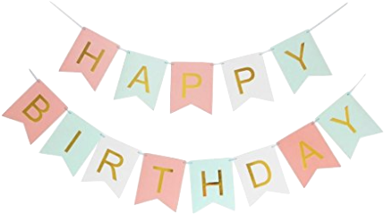 Happy Birthday Bunting - Powerm Pastels Pink White Blue Happy Birthday Bunting (463x452), Png Download