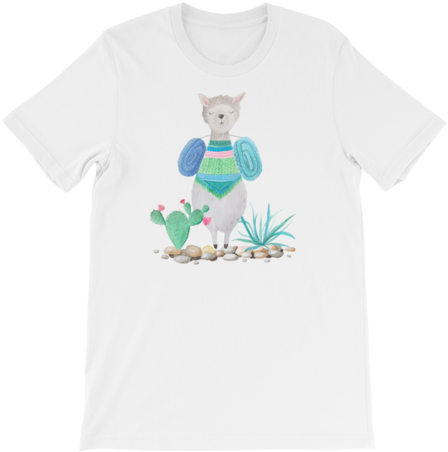 Watercolor Cute Llama Print - T-shirt (480x480), Png Download