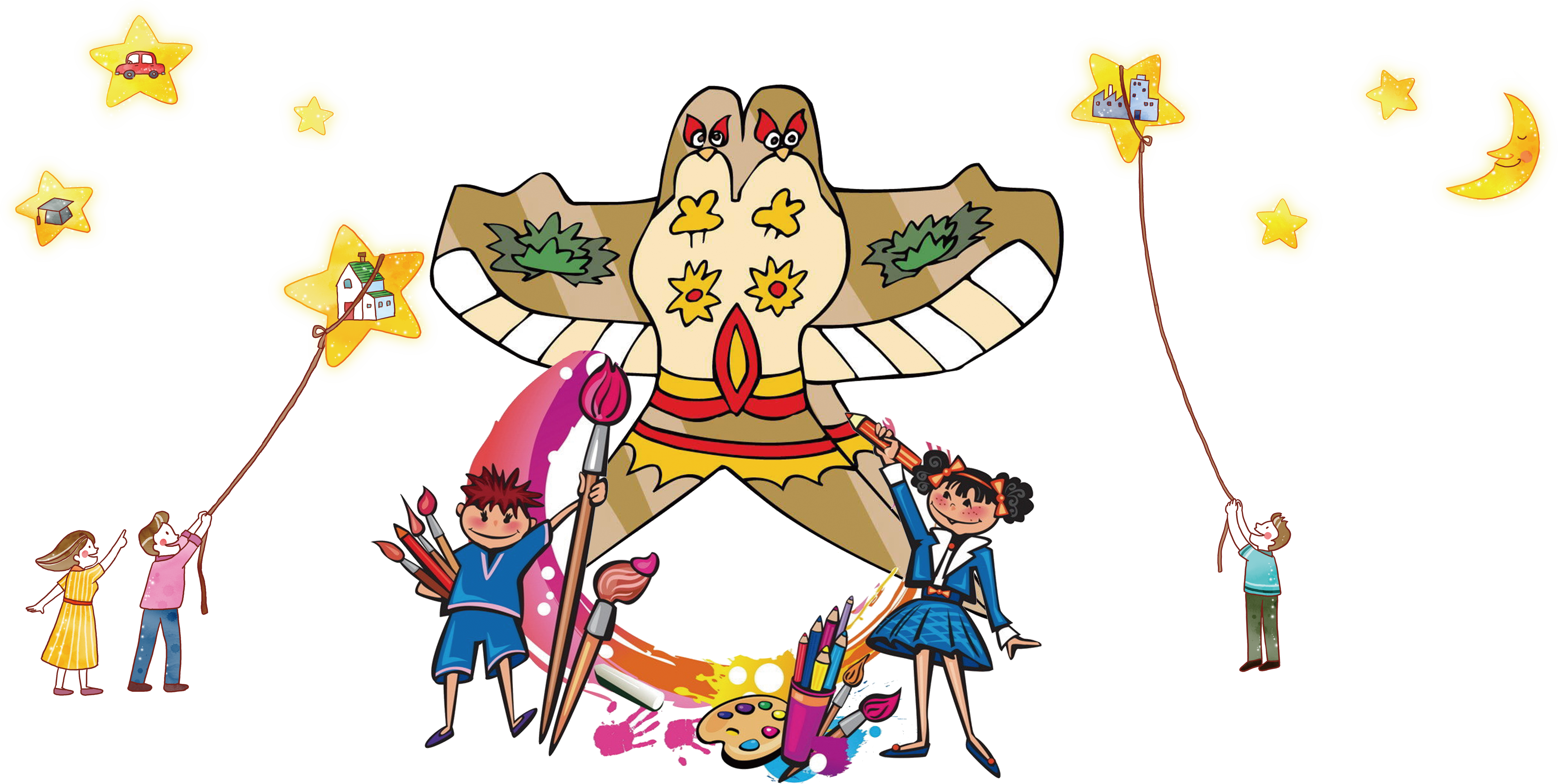 Black And White Stock Child Watercolor Painting Cartoon - Blank Drawing Book Kids: 8.5 X 11, 120 Unlined Blank (5692x2866), Png Download