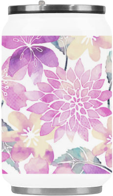 Pastel Watercolor Flower Pattern Stainless Steel Vacuum - Water Bottle (500x500), Png Download