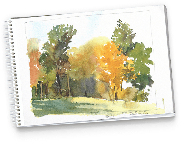 A - Watercolor Paintings Tony Conner Of Fall Landscapes (751x590), Png Download