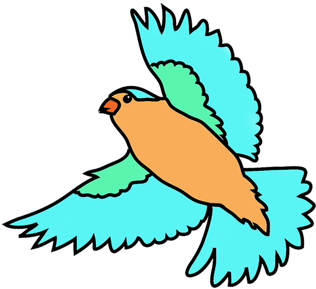Birds Flying Drawing Colorful - Birds Fly Clip Art (650x594), Png Download