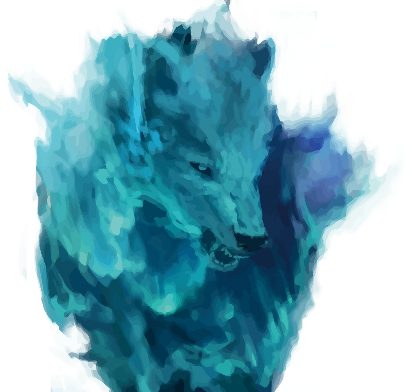 Blue Organism Turquoise Dye Font - Watercolor Painting (1500x1308), Png Download