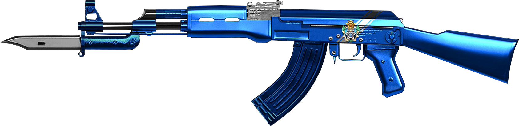Platinum Blue Ak-47 Knife - Knife On Assault Rifle (1920x1080), Png Download